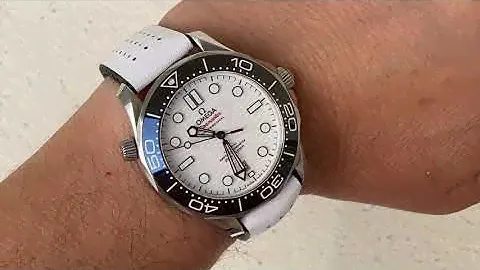OMEGA Seamaster Diver 300M "polar white" with Hirsch Performance Tiger strap